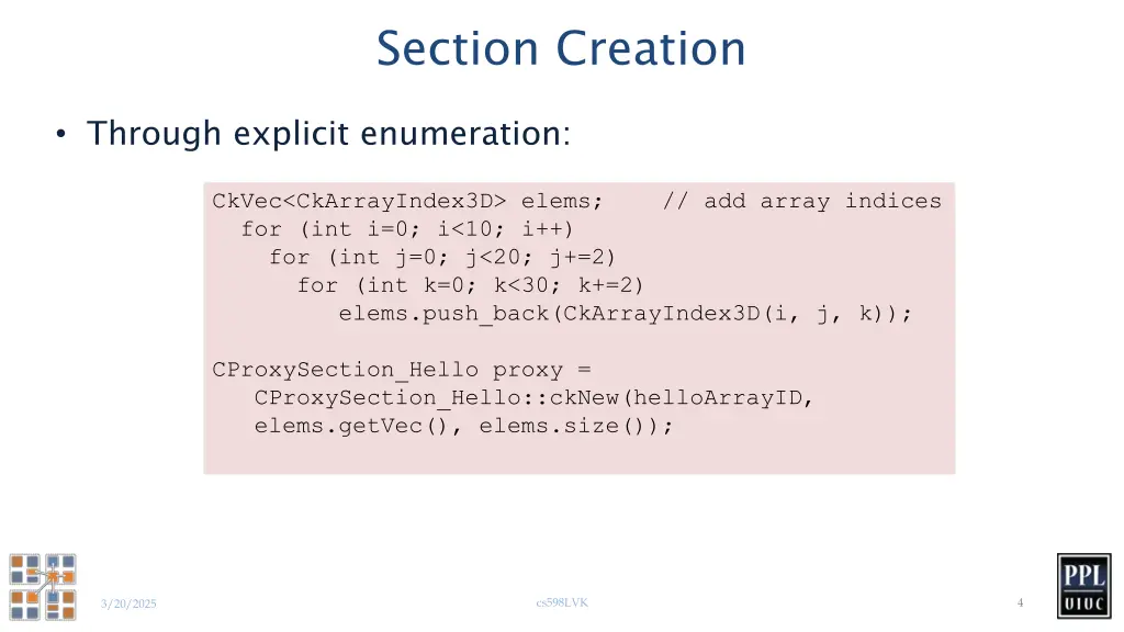 section creation