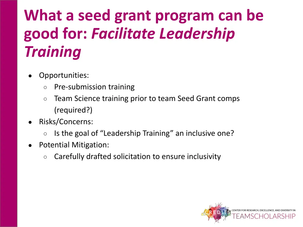 what a seed grant program can be good 1