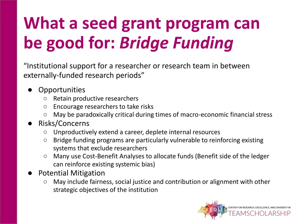 what a seed grant program can be good for bridge
