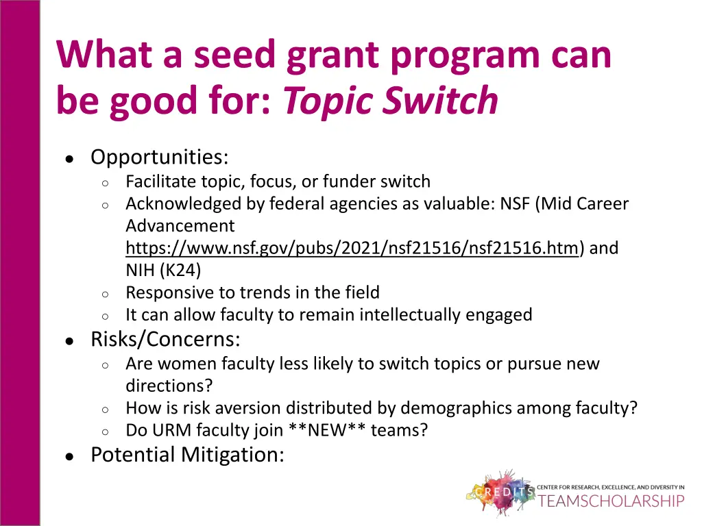 what a seed grant program can be good for topic