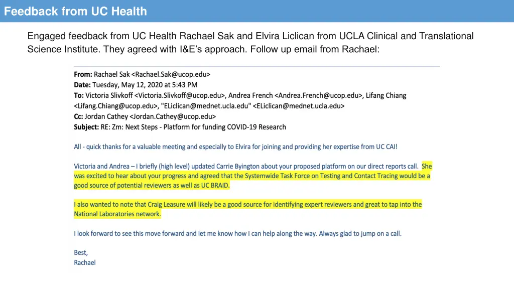 feedback from uc health