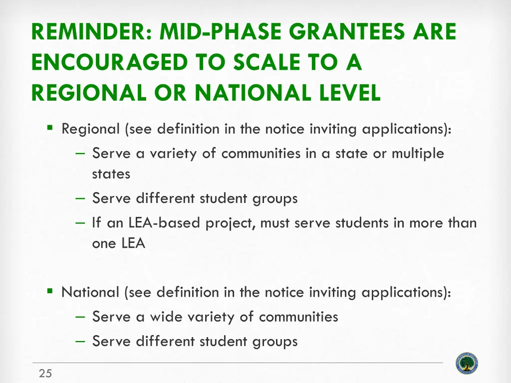 reminder mid phase grantees are encouraged