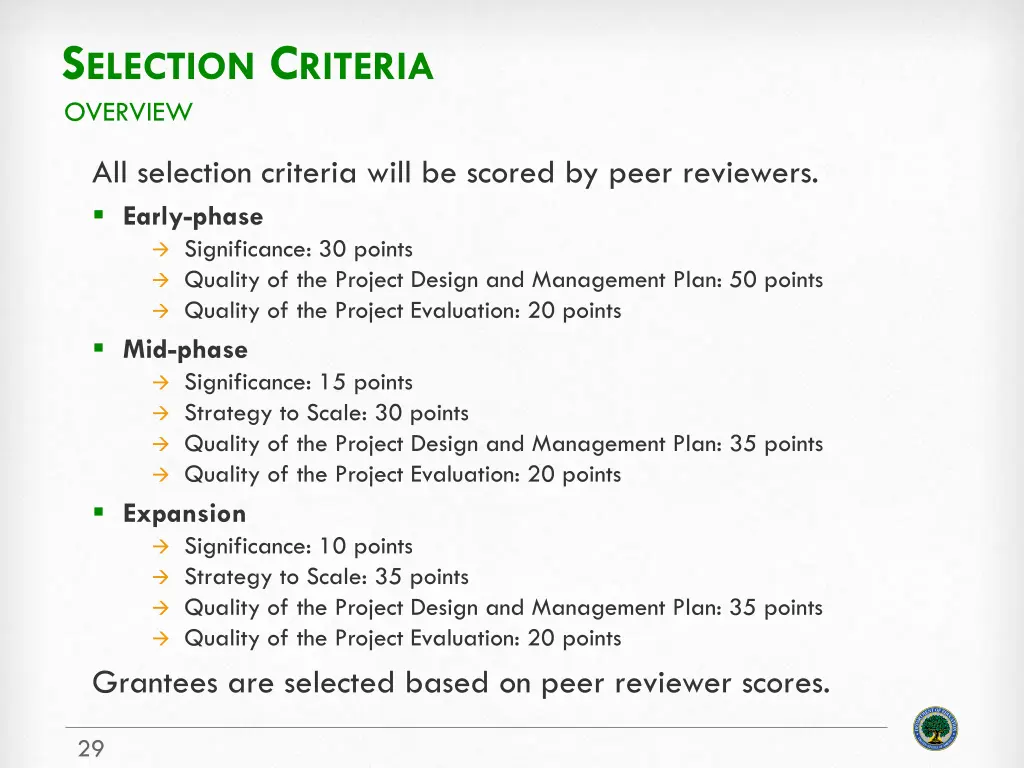 s election c riteria overview 1