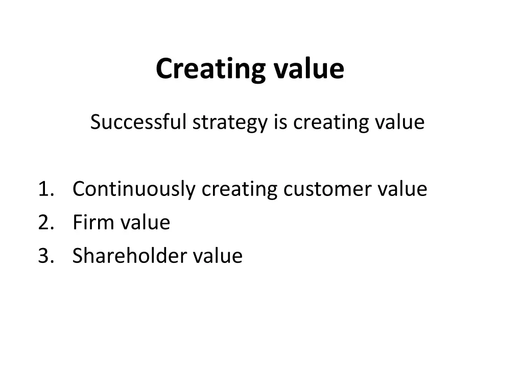 creating value