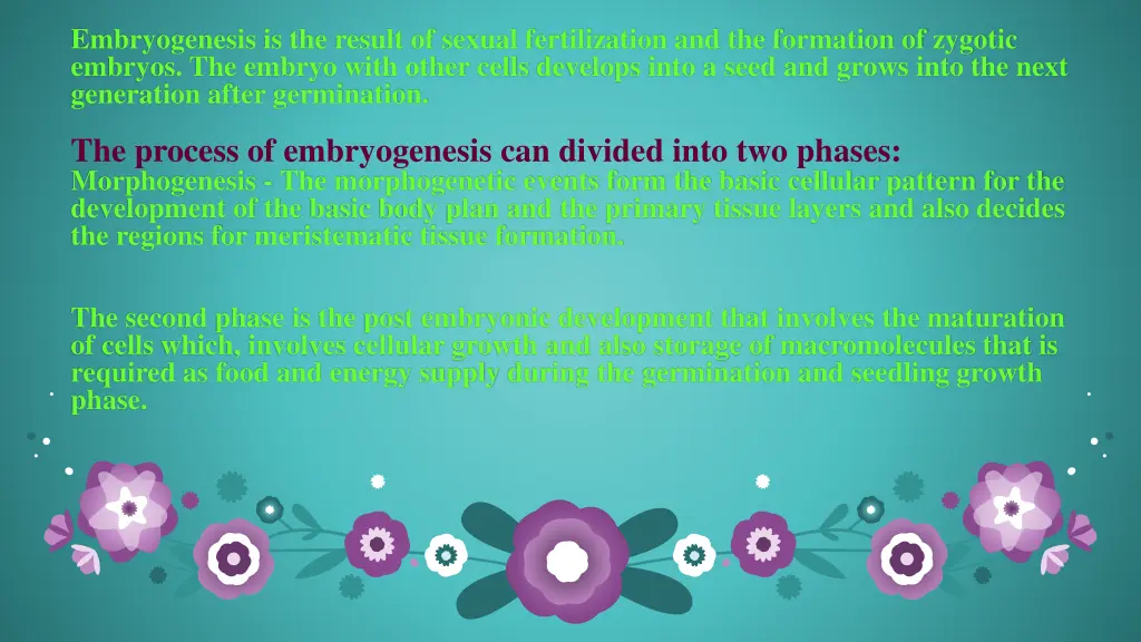 embryogenesis is the result of sexual
