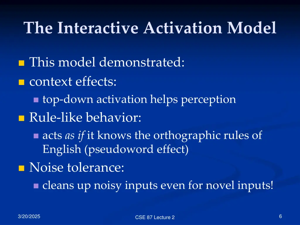 the interactive activation model