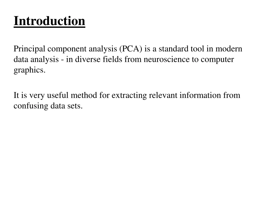 introduction principal component analysis