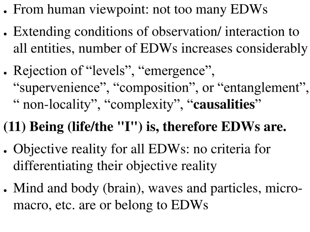from human viewpoint not too many edws