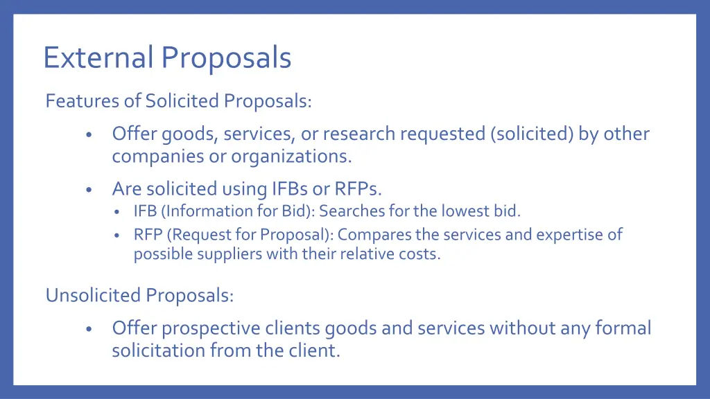 external proposals
