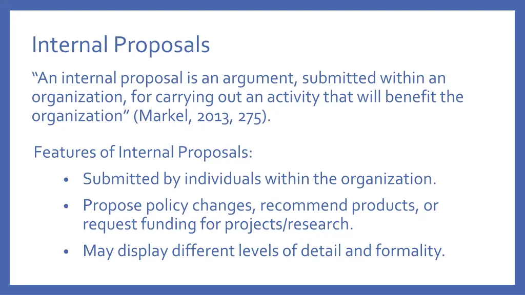 internal proposals