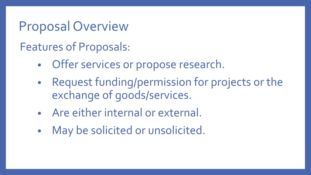 proposal overview