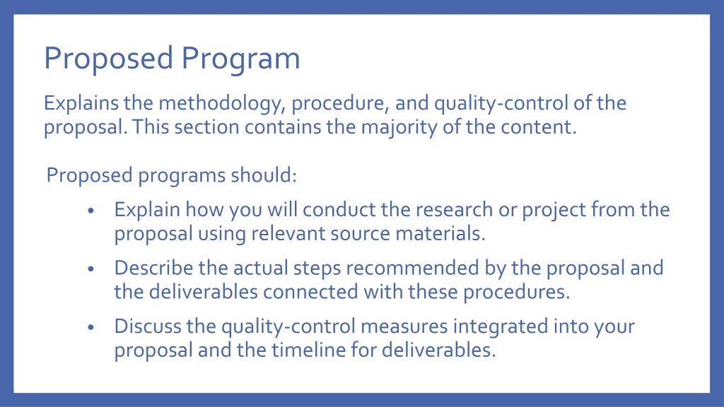 proposed program