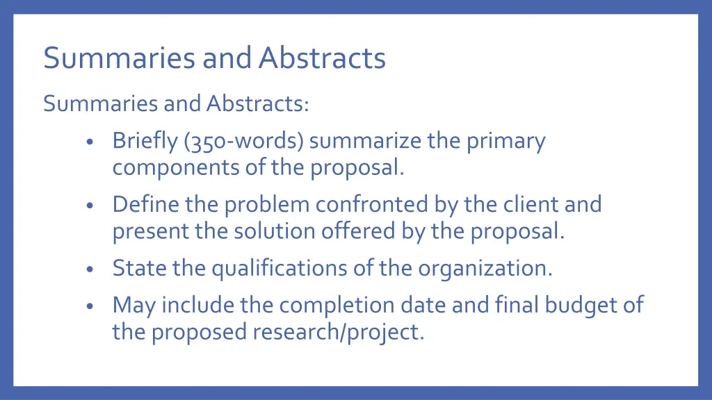 summaries and abstracts