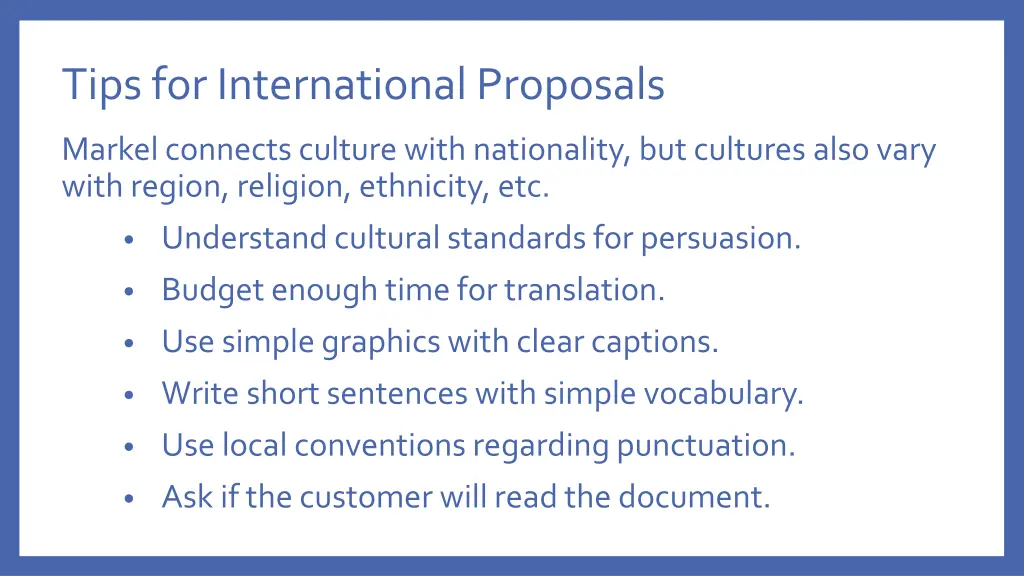 tips for international proposals