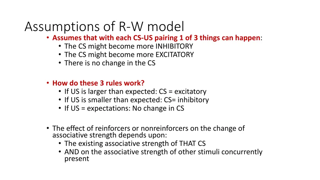 assumptions of r w model assumes that with each