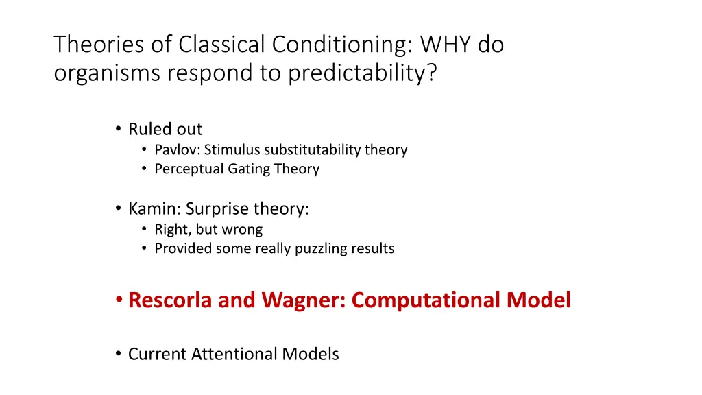 theories of classical conditioning