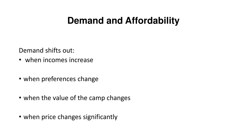 demand and affordability