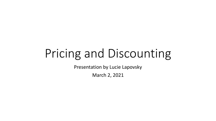 pricing and discounting