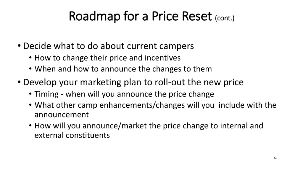 roadmap for a price reset roadmap for a price 1