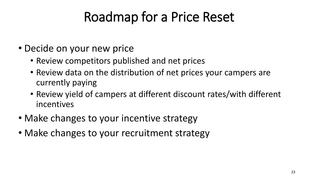 roadmap for a price reset roadmap for a price