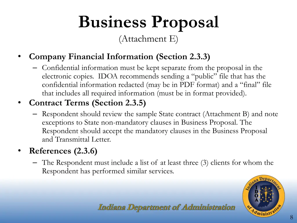 business proposal attachment e