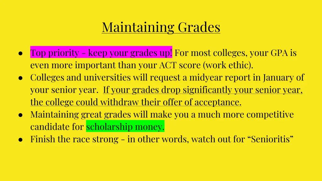 maintaining grades