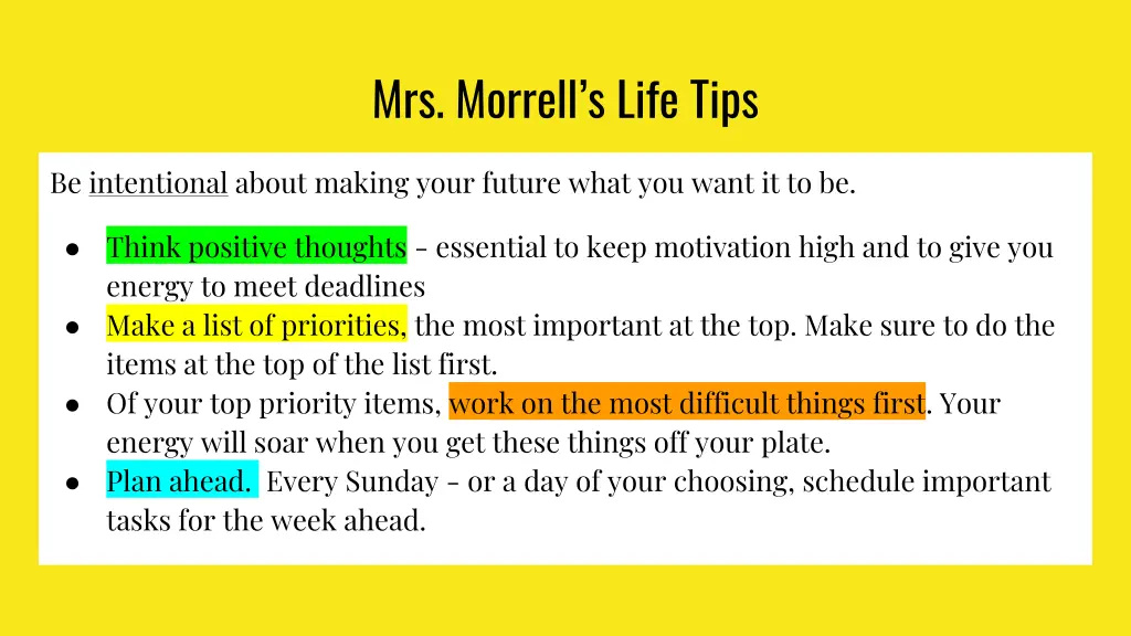 mrs morrell s life tips