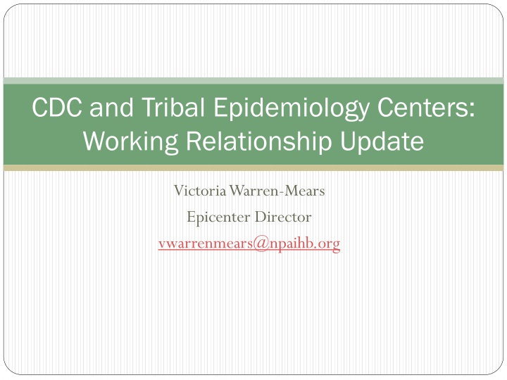 cdc and tribal epidemiology centers working