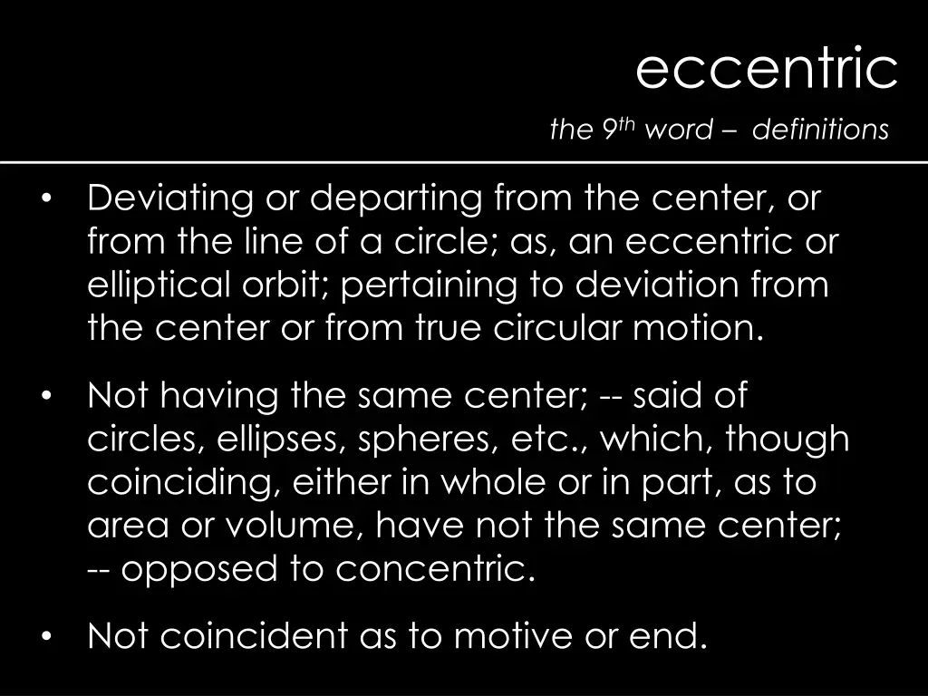 eccentric 1
