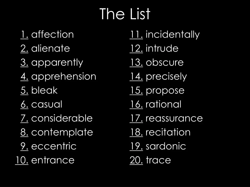 the list