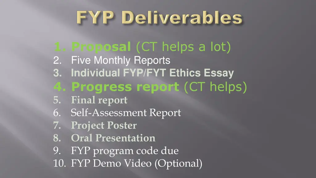 1 proposal ct helps a lot 2 five monthly reports