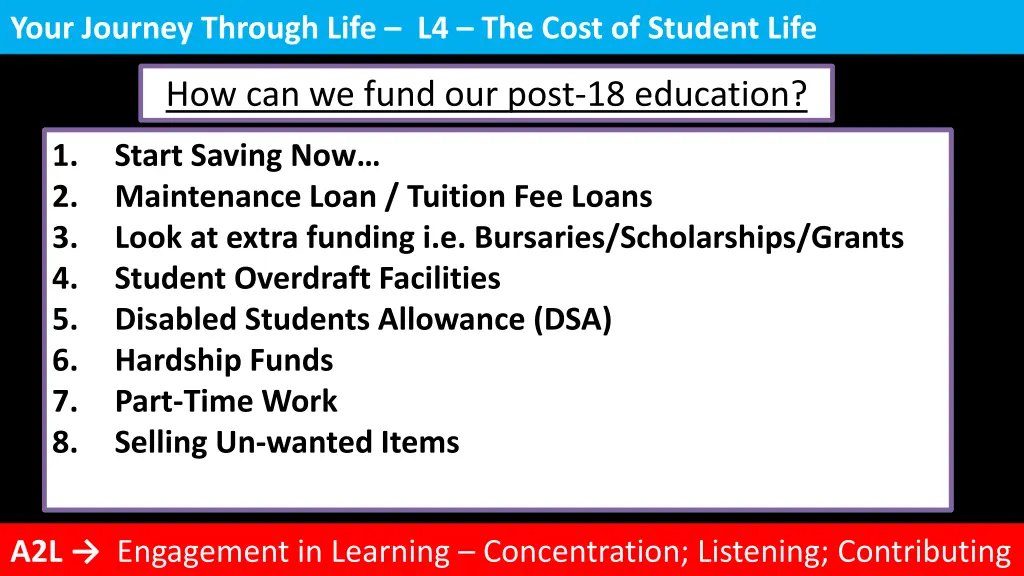 your journey through life l4 the cost of student 10