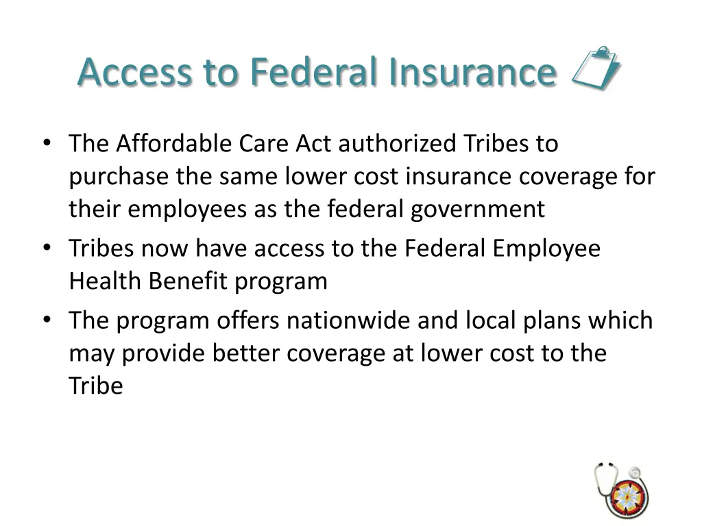 access to federal insurance