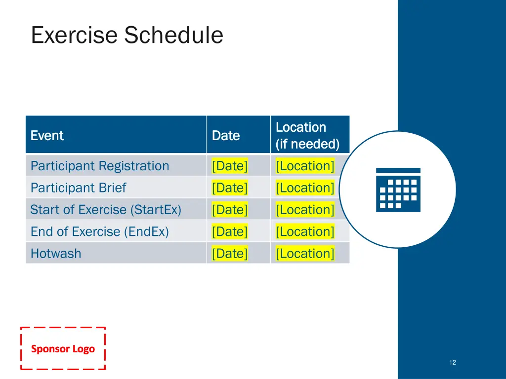 exercise schedule