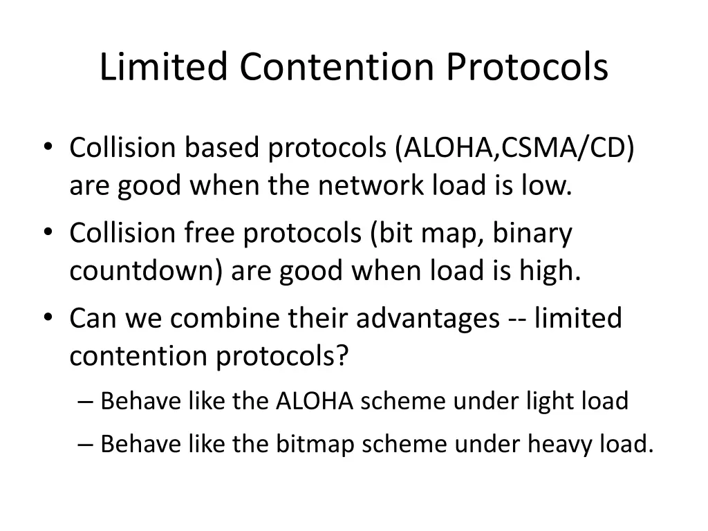 limited contention protocols