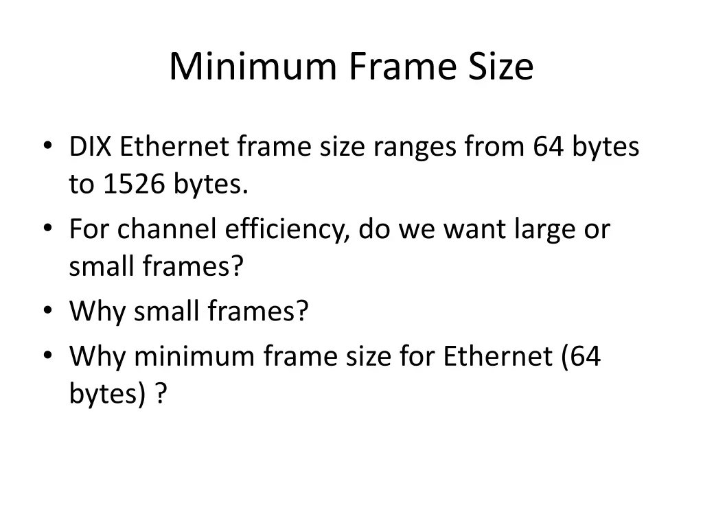 minimum frame size