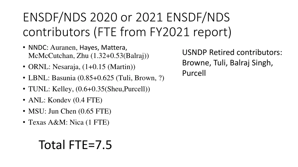 ensdf nds 2020 or 2021 ensdf nds contributors
