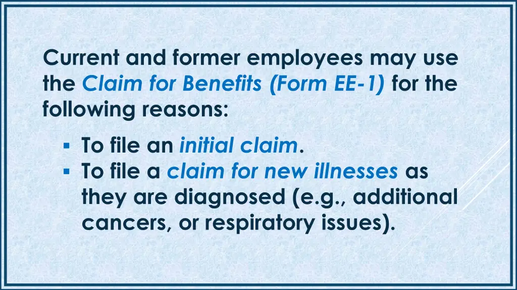 current and former employees may use the claim