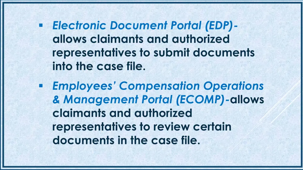 electronic document portal edp allows claimants