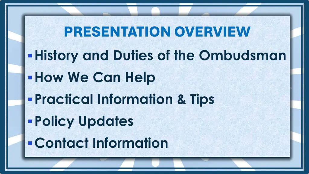 presentation overview presentation overview