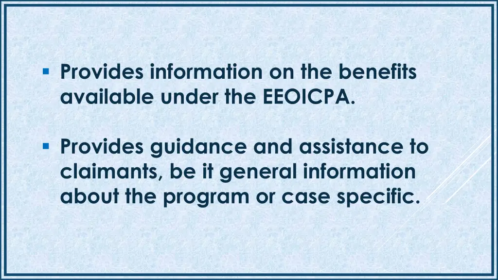 provides information on the benefits available