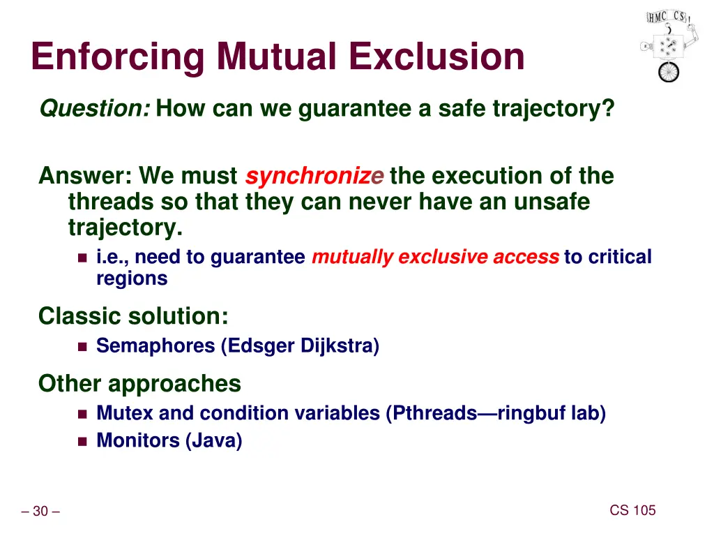 enforcing mutual exclusion
