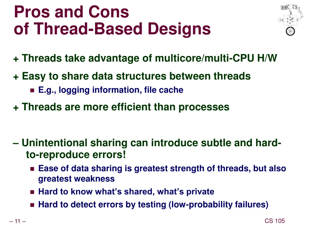 pros and cons of thread based designs