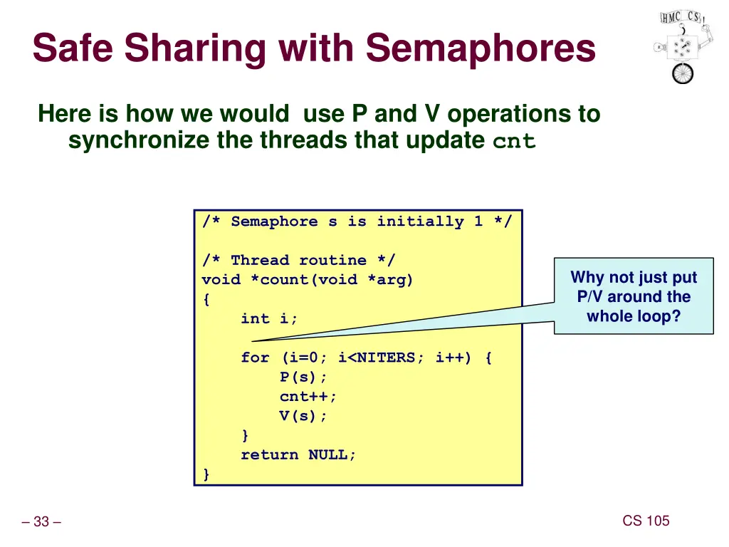 safe sharing with semaphores