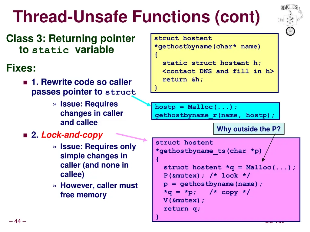 thread unsafe functions cont