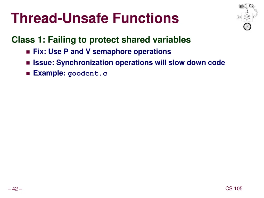 thread unsafe functions