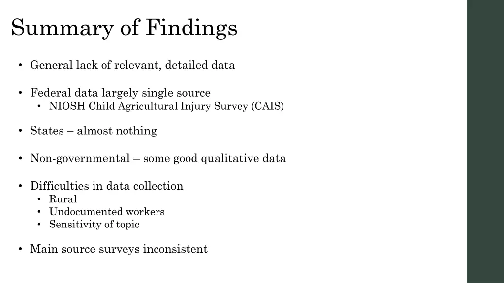 summary of findings