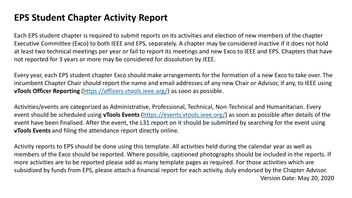 eps student chapter activity report