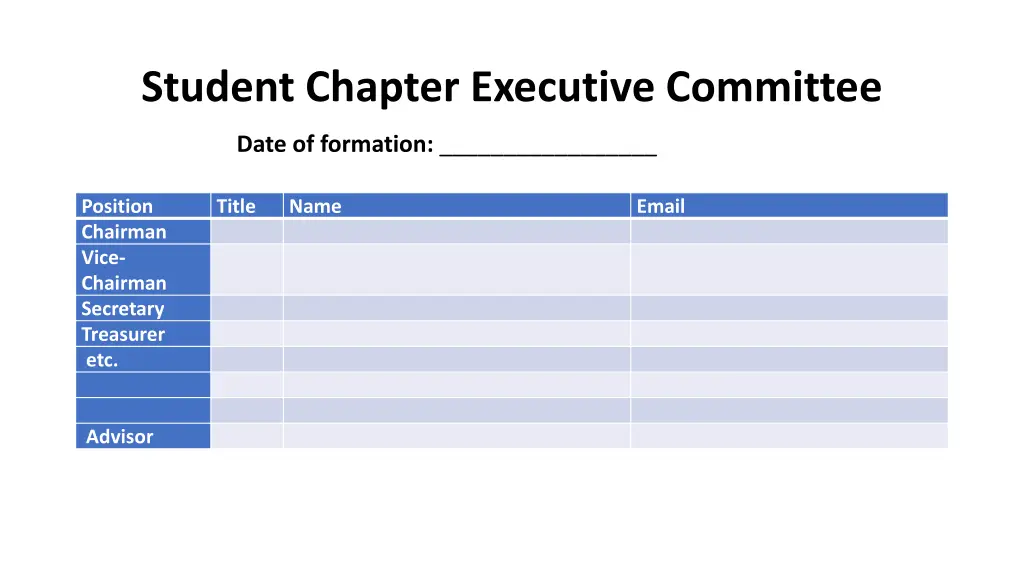 student chapter executive committee