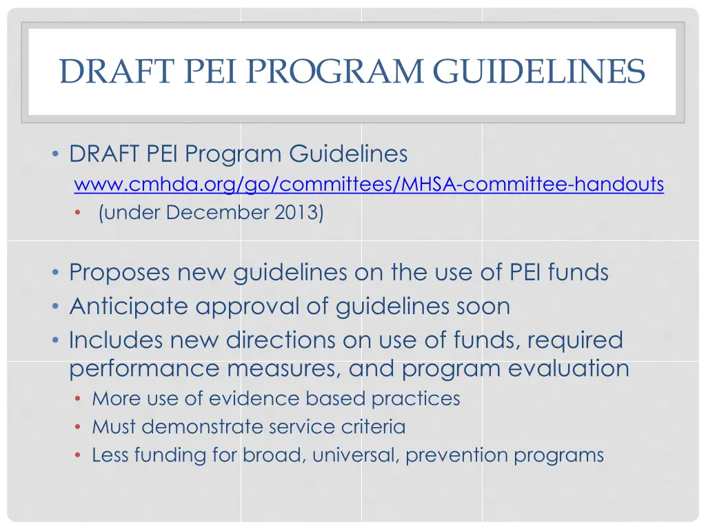draft pei program guidelines